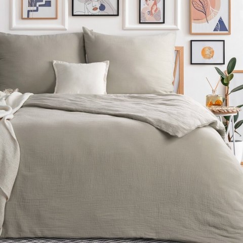 KOMPLET POŚCIELI MUSLIN 140 X 200 CM CIEMNOBEŻOWY