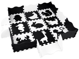 Mata piankowa - Puzzle kontrastowe dla niemowląt ZWIERZĘTA 120x120cm ZA4783