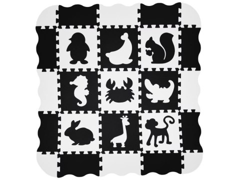 Mata piankowa - Puzzle kontrastowe dla niemowląt ZWIERZĘTA 120x120cm ZA4783