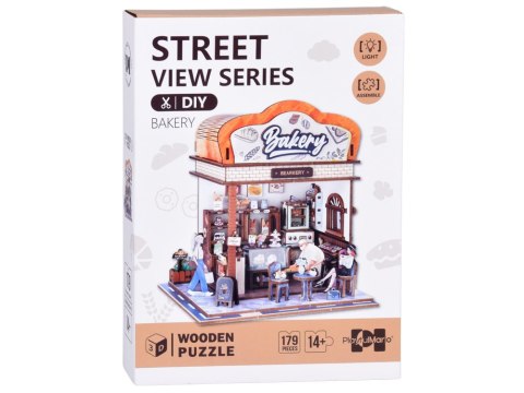 Drewniane PUZZLE 3D Seria budynek Piekarnia 179 ele oświetlenie ZA6013