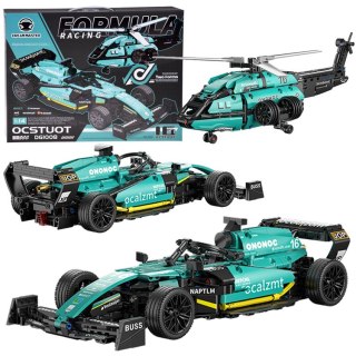 Klocki techniczne 2w1 Bolid Formuła 1 helikopter 736ele naklejki ZA5730