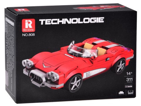Klocki techniczne Retro auto CZERWONY KABRIOLET z lat 50. 311-ele ZA5790