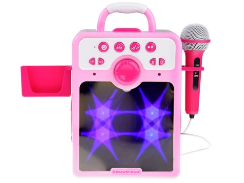 Muzyczny głośnik różowy Boombox dla dzieci z mikrofonem IN0166