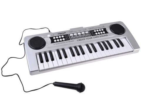 Organy mini KEYBOARD 37-klawiszy + mikrofon SREBRNY IN0183
