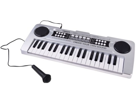 Organy mini KEYBOARD 37-klawiszy + mikrofon SREBRNY IN0183