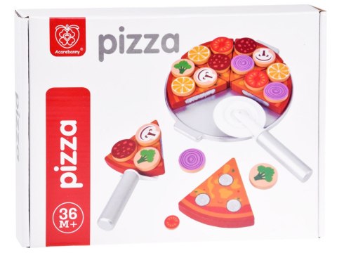 Drewniana PIZZA do krojenia dla dzieci NA RZEPY + dodatki 27ele ZA4689