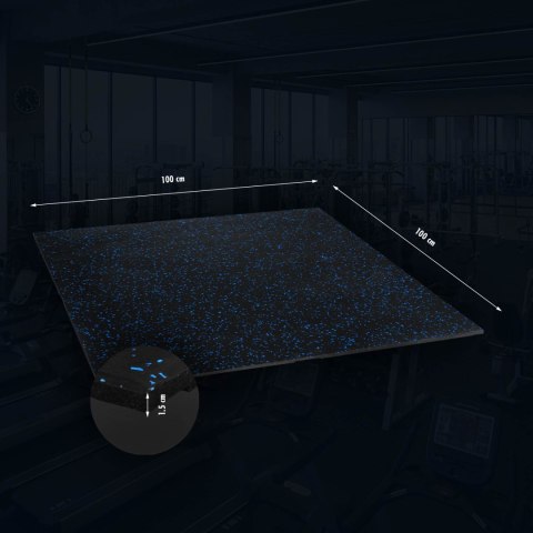 POS15 PODŁOGA GUMOWA POD SPRZĘT FITNESS BLACK/BLUE II GATUNEK