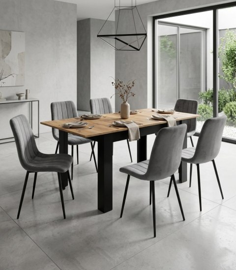 Stół rozkładany prostokątny 120-160x80 cm do kuchni jadalni dla 4-6 osób dąb craft