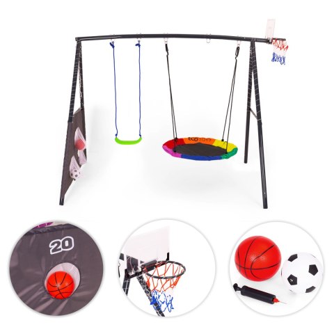 Plac zabaw dla dzieci huśtawka ogrodowa 4w1 kosz do koszykówki bocianie gniazdo ECOTOYS