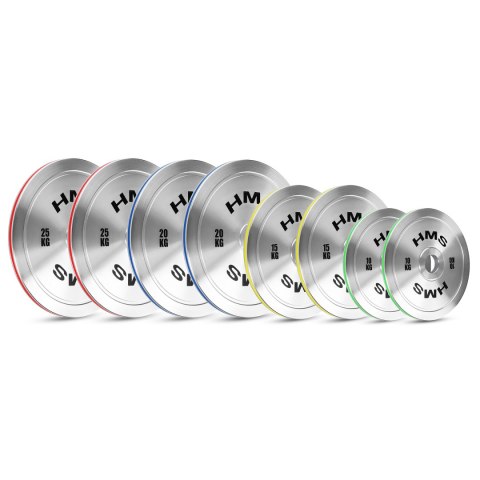 TOS ZESTAW TALERZY OLIMPIJSKICH STALOWYCH KALIBROWANYCH 2 x 10 - 25 KG (140 KG) HMS TOS ZESTAW TALERZY OLIMPIJSKICH STALOWYCH KALIBROWANYCH 2 x 10 - 25 KG (140 KG) HMS
