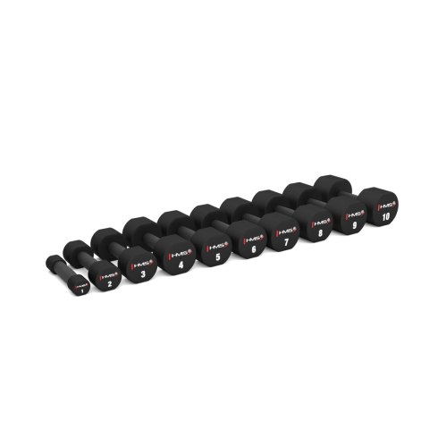 ZESTAW HANTLI POLIURETANOWYCH HPT 2 x 1 - 10 KG (110 KG) + STOJAK STR37 HMS ZESTAW HANTLI POLIURETANOWYCH HPT 2 x 1 - 10 KG (110 KG) + STOJAK STR37 HMS