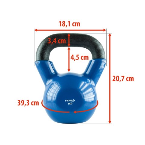 KNV08 BLUE KETTLEBELL ŻELIWNY POKRYTY WINYLEM HMS KNV08 BLUE KETTLEBELL ŻELIWNY POKRYTY WINYLEM HMS