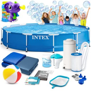 Basen ogrodowy stelażowy 366 x 76 cm 16w1 INTEX 28212 + maszynka do baniek GRATIS