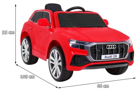 Audi Q8 Lift na akumulator dla dzieci Czerwony SUV + Pilot Audi Q8 Lift na akumulator dla dzieci Czerwony SUV + Pilot