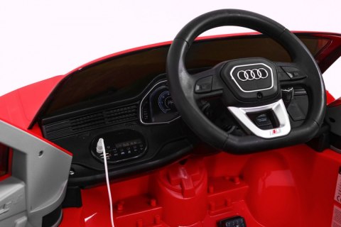 Audi Q8 Lift na akumulator dla dzieci Czerwony SUV + Pilot Audi Q8 Lift na akumulator dla dzieci Czerwony SUV + Pilot