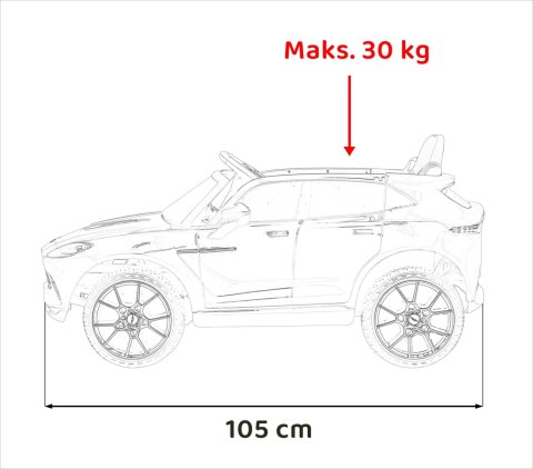 Aston Martin DBX na akumulator dla dzieci Czerwony + Pilot + EVA + Pasy + Wolny Start + Audio LED Aston Martin DBX na akumulator dla dzieci Czerwony + Pilot + EVA + Pasy + Wolny Start + Audio LED
