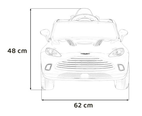 Aston Martin DBX na akumulator dla dzieci Czerwony + Pilot + EVA + Pasy + Wolny Start + Audio LED Aston Martin DBX na akumulator dla dzieci Czerwony + Pilot + EVA + Pasy + Wolny Start + Audio LED