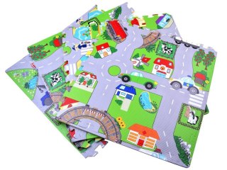 Piankowe puzzle ULICA Miękka mata dla dzieci do zabawy 120x120cm ZA2510