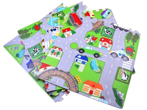 Piankowe puzzle ULICA Miękka mata dla dzieci do zabawy 120x120cm ZA2510