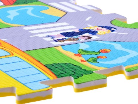 Piankowe puzzle ULICA Miękka mata dla dzieci do zabawy 120x120cm ZA2510