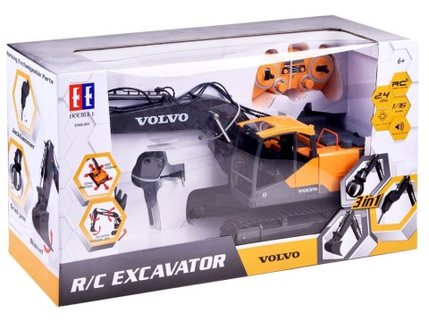 Duża koparka VOLVO 3w1 Zdalnie sterowana Pilot - 3 końcówki RC0495