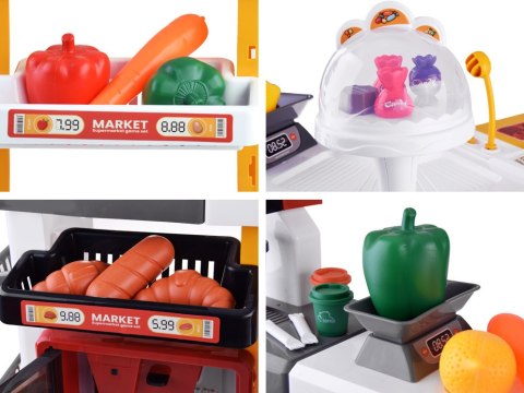Duży sklep supermarket cukiernia kawiarenka + wózek akcesoria ZA4638