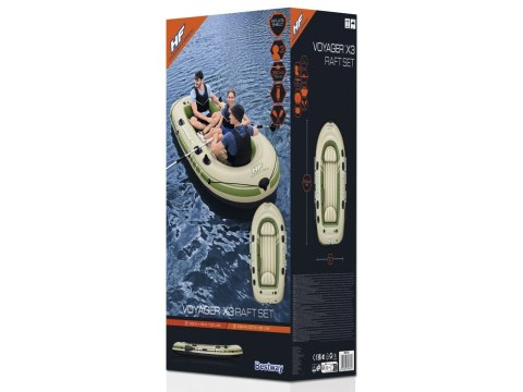 Bestway Dmuchany 3osob Ponton + wiosła 294 x 137cm Voyager X3 Raft 65164