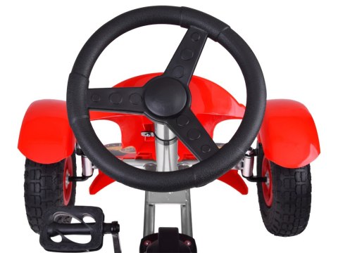 Czerwony sportowy GOKART na pedały dla dzieci do 50kg Pompowane koła SP0209