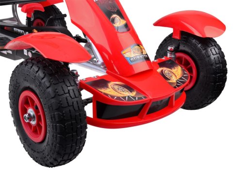 Czerwony sportowy GOKART na pedały dla dzieci do 50kg Pompowane koła SP0209
