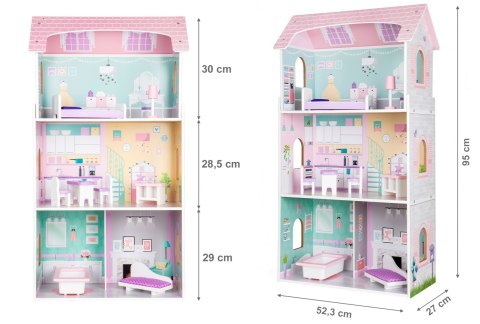 Drewniany domek dla lalek + mebelki wysoka rezydencja Jagodowa ECOTOYS Drewniany domek dla lalek + mebelki wysoka rezydencja Jagodowa ECOTOYS