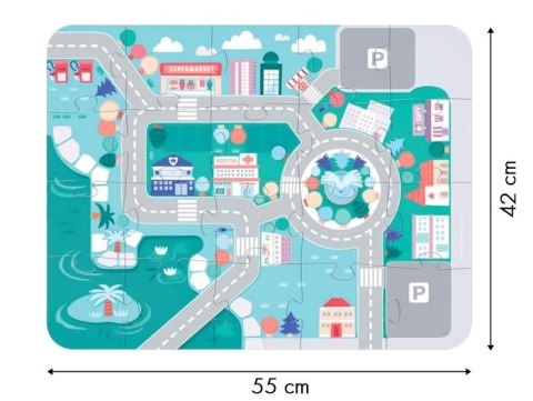 Drewniane klocki edukacyjne miasto z matą 115 szt ECOTOYS Drewniane klocki edukacyjne miasto z matą 115 szt ECOTOYS