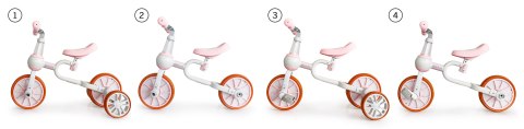 Rower rowerek biegowy 4w1 Pedały Kółka boczne różowy ECOTOYS Rower rowerek biegowy 4w1 Pedały Kółka boczne różowy ECOTOYS
