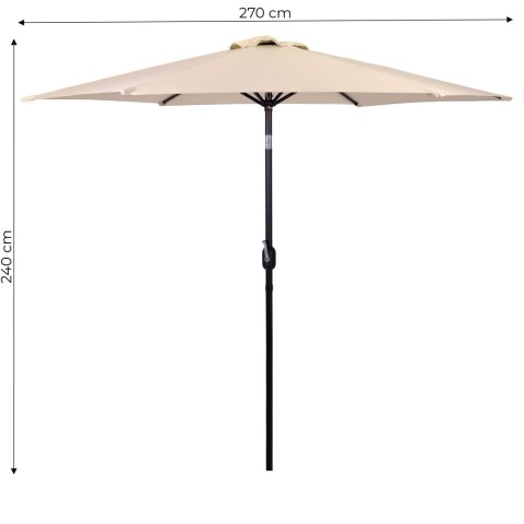 Duży parasol ogrodowy skośny łamany z korbą 6 żeber beżowy 270 cm MultiGarden Duży parasol ogrodowy skośny łamany z korbą 6 żeber beżowy 270 cm MultiGarden