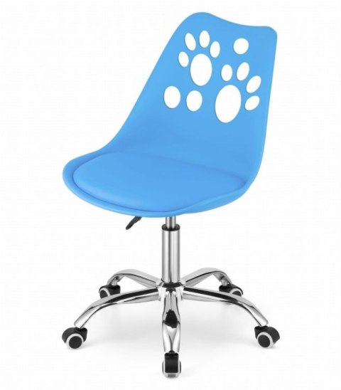 Krzesło PRINT niebieskie ekoskóra obrotowe chromowana podstawa Krzesło PRINT niebieskie ekoskóra obrotowe chromowana podstawa