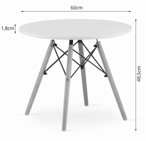 Stolik kawowy nowoczesny skandynawski biały okrągły blat 60cm Stolik kawowy nowoczesny skandynawski biały okrągły blat 60cm