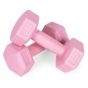 Hantle sześciokątne zestaw 2x1 kg ciężarki do ćwiczeń obciążniki fitness różowe ModernHome