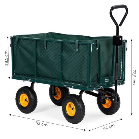 Wózek transportowy ogrodowy 400 kg do traktorka otwierane burty duże pompowane koła MultiGarden Wózek transportowy ogrodowy 400 kg do traktorka otwierane burty duże pompowane koła MultiGarden